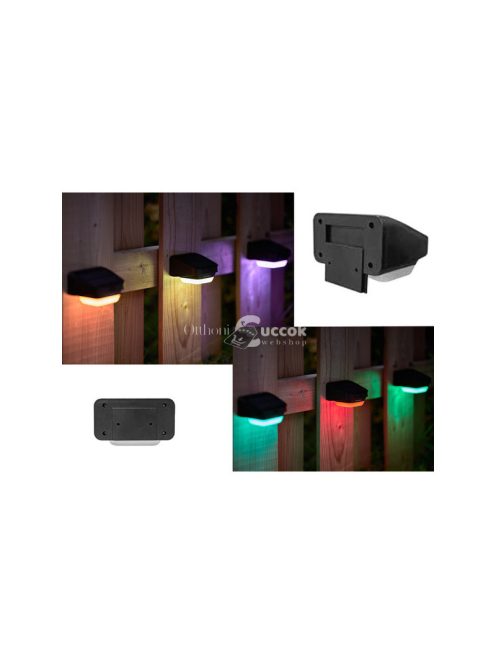 Napelemes kertészeti LED lámpa színes fényű, lépcsőre, teraszra, kerítésre, alkonyatérzékelővel