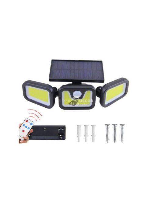 Napenergiás lámpa 100 COB LED-del és alkonyat érzékelővel