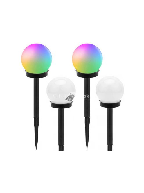 4 db színes RGB napelemes kerti gömb lámpa 10 cm