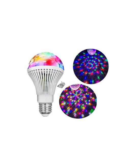 Színes LED izzó forgó E27 diszkógömb