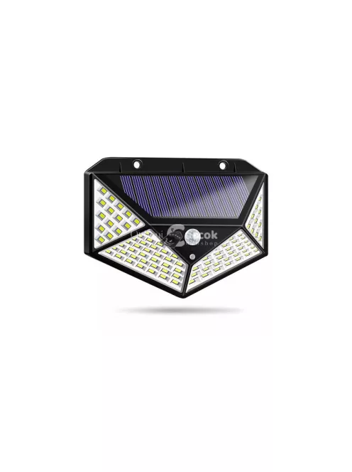 Napelemes lámpa 100 LED-del és alkonyat érzékelővel