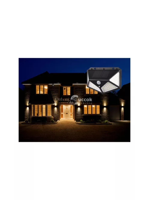 Napelemes lámpa 100 LED-del és alkonyat érzékelővel