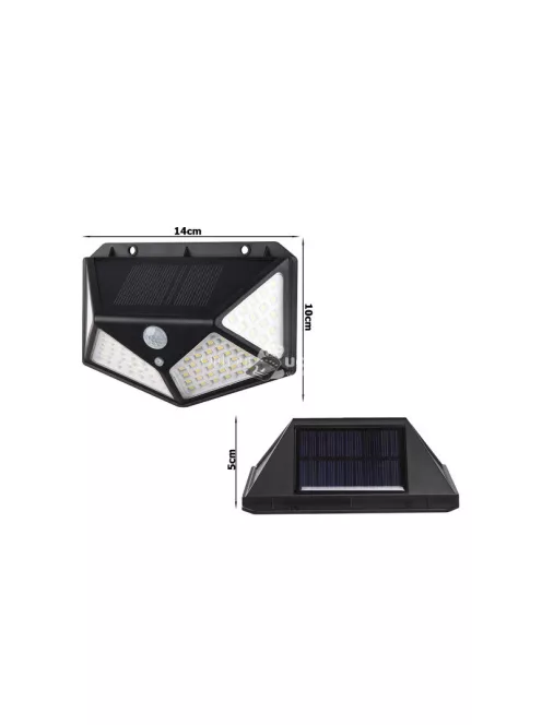 Napelemes lámpa 100 LED-del és alkonyat érzékelővel