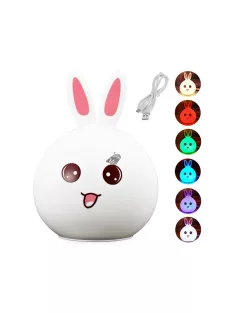   Gyerekek éjjeli lámpa nyuszi érintésérzékeny RGB világítással
