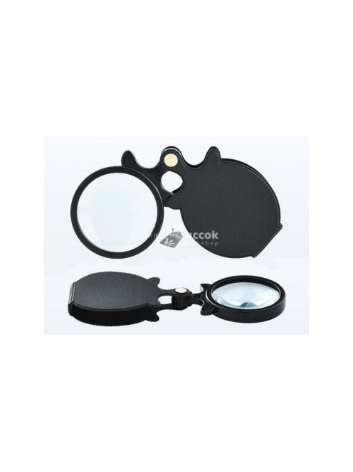 Összecsukható nagyító üveg zsebméretű tokkal és nyakpánttal