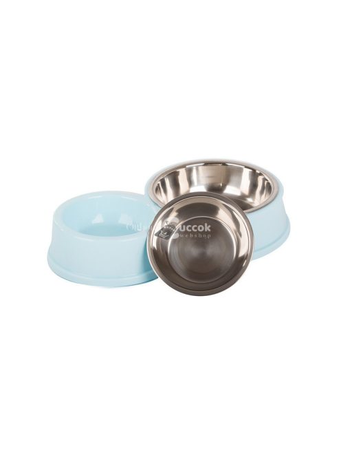 Két tál kutyáknak és macskáknak, fém anyagból, étel és víz számára, nagy és kis állatoknak, praktikus és tartós.