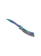 Szivárvány színű penge, éles, összecsukható pillangókés