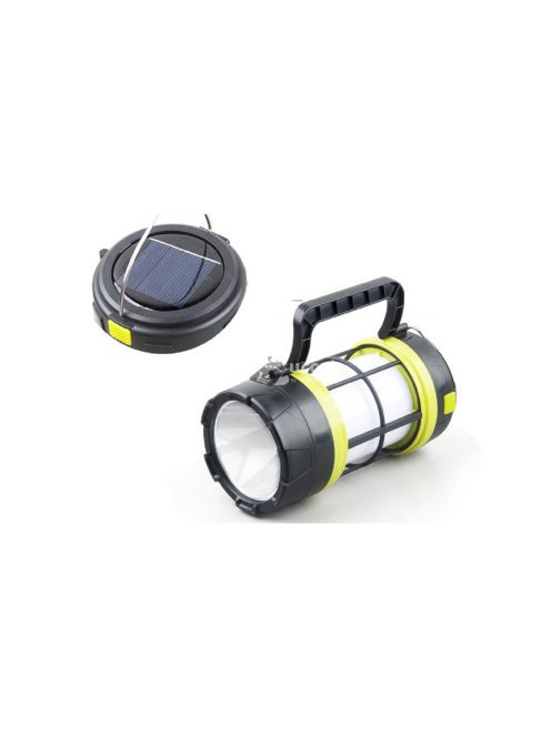 Túrázó lámpa napelemes LED camping lámpa elemmel