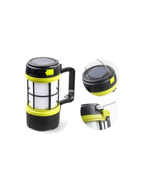 Túrázó lámpa napelemes LED camping lámpa elemmel