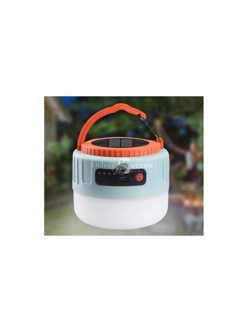 Napelemes utazó lámpa kempingezéshez USB LED távirányítóval
