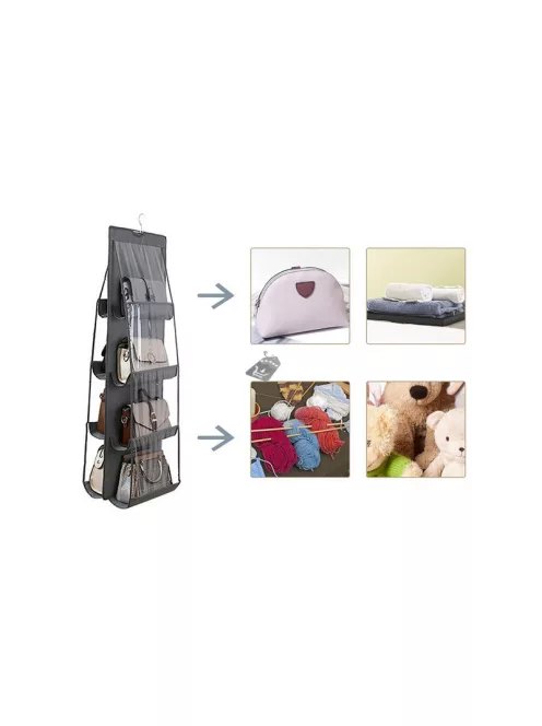 Kézitáskatároló szervező akasztóval