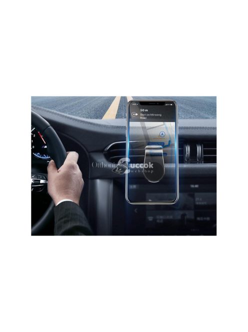 Mágneses autós telefontartó hűtőrácsra - praktikus és biztonságos megoldás.