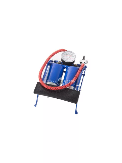 Autó láb pumpa két dugattyúval, kerékpár végdarabokkal