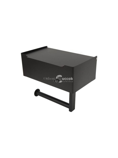 Fekete Loft WC papírtartó polccal és szalvétatartóval