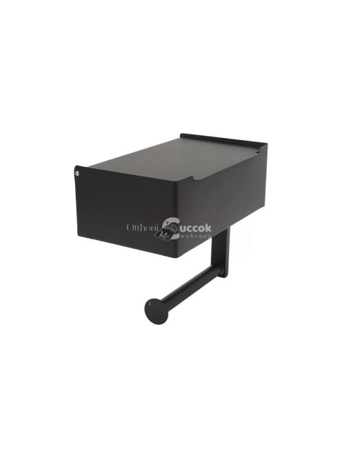 Fekete Loft WC papírtartó polccal és szalvétatartóval