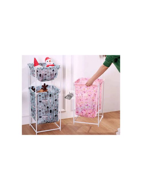 Két polcos ruhás kosár - praktikus tárolás, ruhák szortírozása, mosás előkészítése.