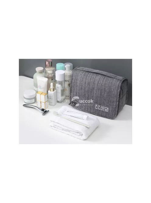 Sminktároló utazó fürdőszobai szervező - praktikus tárolás, utazáshoz ideális, könnyen felakasztható