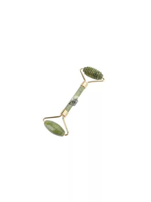 Zöld jáde görgős arc masszírozó - természetes bőrápolás és relaxáció - jade görgős masszírozó - arcápolás - bőrápolás