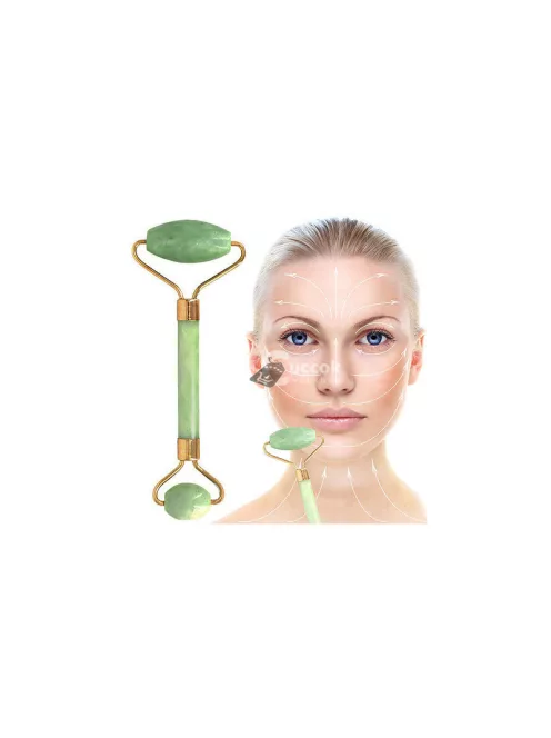 Jáde görgős arc masszírozó - természetes jáde kövekkel, arcápoláshoz, ránctalanításhoz, pihentető masszázsért.