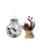 Fekete ünnepi karácsonyi díszek 6cm, 24 darabos készletben