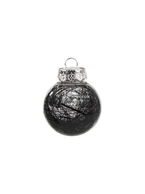 Fekete ünnepi karácsonyi díszek 6cm, 24 darabos készletben
