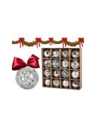 Karácsonyfadíszek 6cm-es készletben, 16 db dísz szent ünnepi mintákkal