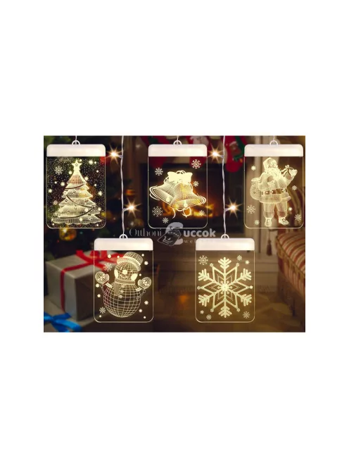 3D színes üveg ablakdísz karácsonyi fények