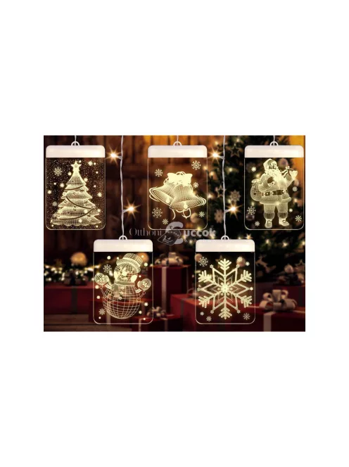 3D színes üveg ablakdísz karácsonyi fények