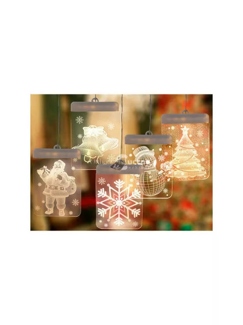 3D színes üvegablak dísz karácsonyi fények