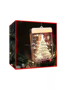   3D színes üvegablak dísz karácsonyi fények - Üvegablak dísz karácsonyra, fényekkel, 3D hatásban.