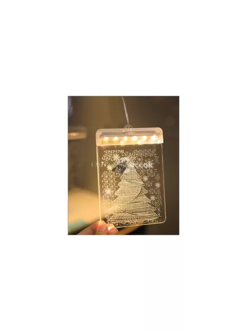 3D színes üvegablak dísz karácsonyi fények - Üvegablak dísz karácsonyra, fényekkel, 3D hatásban.