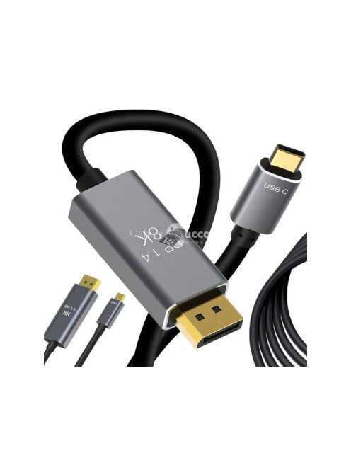 Kijelzőport USB-C 1.4 videó hang USB-C 8K 4K 2K kábel 1.8m