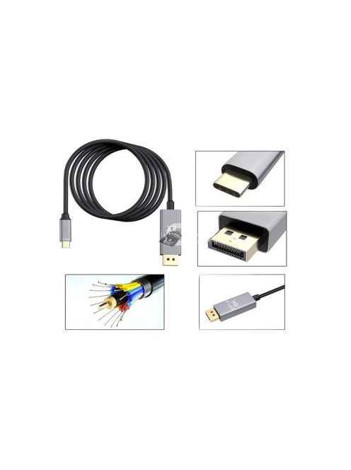 Kijelzőport USB-C 1.4 videó hang USB-C 8K 4K 2K kábel 1.8m