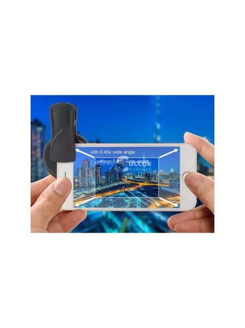 Okostelefon lencse 2 az 1-ben 0.45x 12.5x makró klip-on kamera