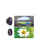 Okostelefon lencse 2 az 1-ben 0.45x 12.5x makró klip-on kamera