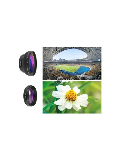 Okostelefon lencse 2 az 1-ben 0.45x 12.5x makró klip-on kamera