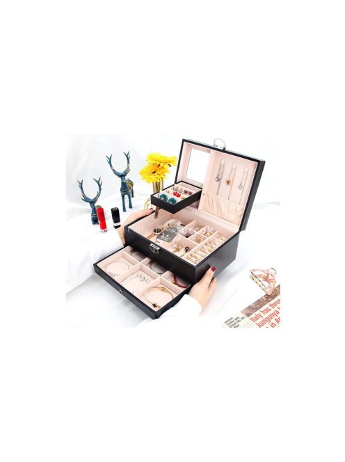 Ékszerdoboz szervező tükörrel - praktikus tárolás, elegáns design, több rekesz