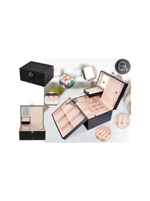 Ékszerdoboz szervező tükörrel - praktikus tárolás, elegáns design, több rekesz
