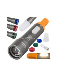   Katonai taktikai zseblámpa zoom funkcióval és USB töltéssel