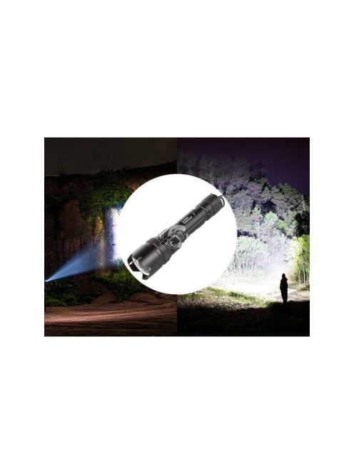 Taktikai zseblámpa Bailong LED XHP99 zoom funkcióval - erős fényű, hordozható világítás
