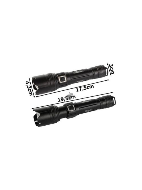 Taktikai zseblámpa Bailong LED XHP99 zoom funkcióval - erős fényű, hordozható világítás