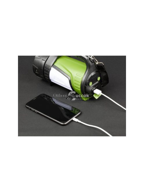 Újratölthető LED kereső lámpa erős powerbankkal