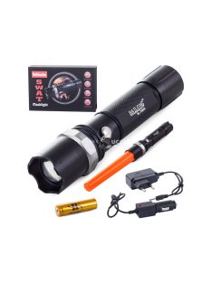   Taktikai LED zseblámpa zoom funkcióval és újratölthető akkumulátorral.
