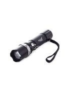 Taktikai LED zseblámpa zoom funkcióval és újratölthető akkumulátorral.
