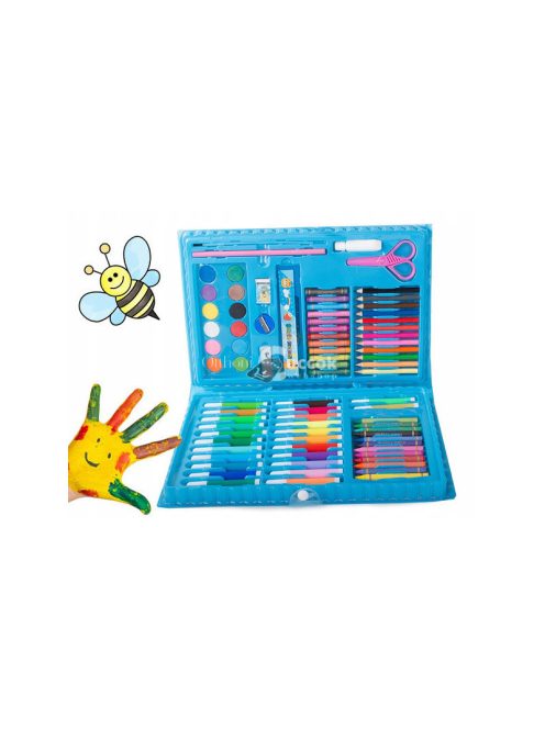 Művészeti készlet 86 db-os tokban - rajzolás, festés, alkotás, színes ceruzák, ecsetek, festékek, művészeti kellékek
