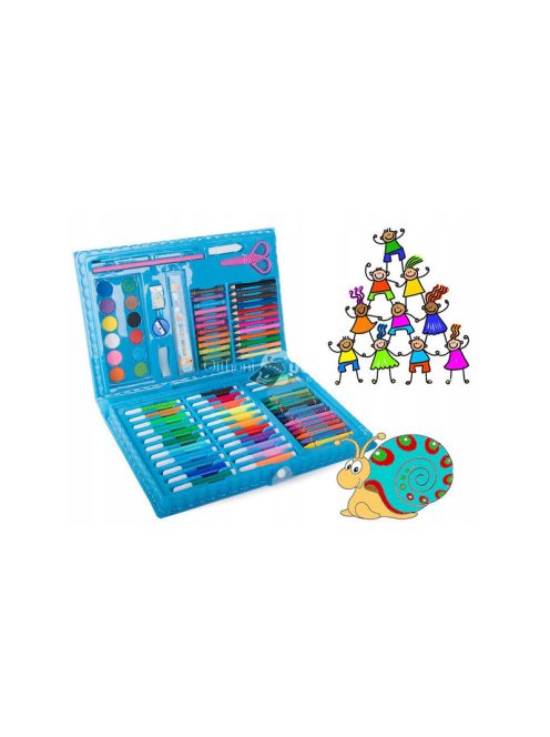 Művészeti készlet 86 db-os tokban - rajzolás, festés, alkotás, színes ceruzák, ecsetek, festékek, művészeti kellékek