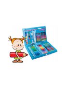 Művészeti készlet 86 db-os tokban - rajzolás, festés, alkotás, színes ceruzák, ecsetek, festékek, művészeti kellékek