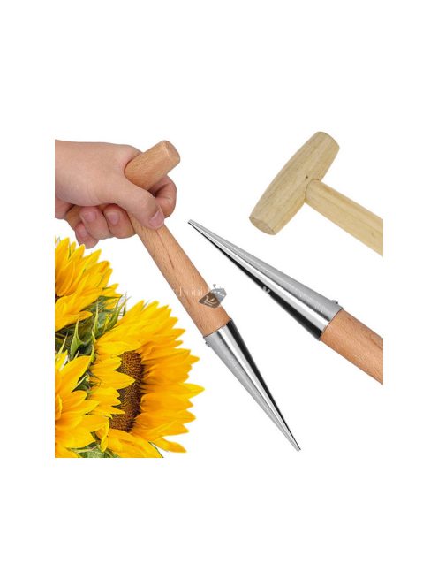 Hagymaültető karó kert tüskével fa mérővel