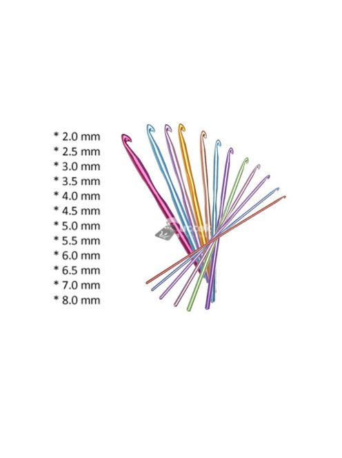 12 darab horgolótű készlet - horgolás, kézi munka, hobbikészítés, kreatív hobbi, DIY, ajándék, horgolás kezdőknek