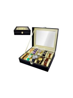   Óra tároló 10 rekeszes - óratartó doboz - karóra tároló - óra szekrény - óra doboz - óratartó rekeszekkel